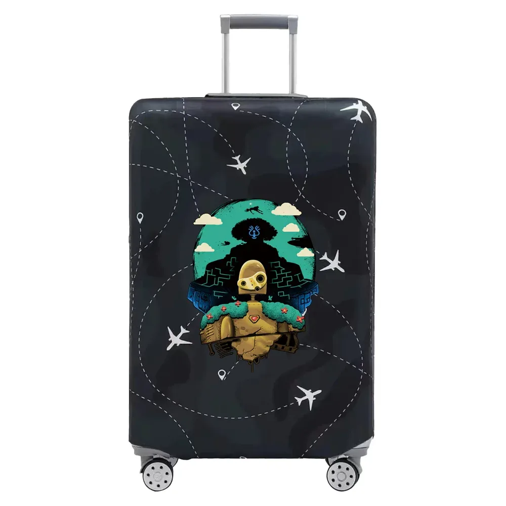housse valise tissu extensible noire motif ramen bacon dessin animé voyage protection valise taille s m xl