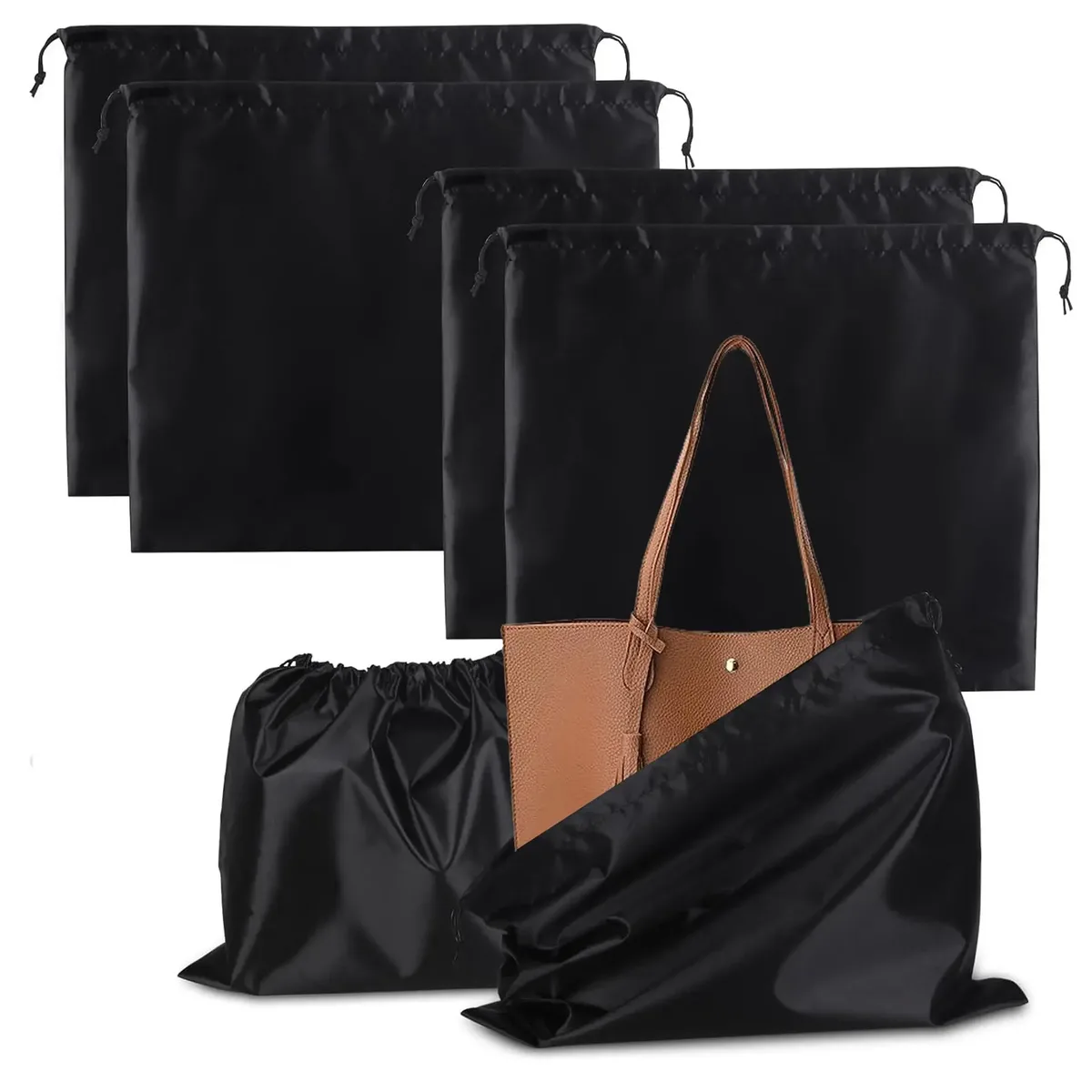 nouveaux sacs anti-poussière réutilisables en satin soyeux 2026 – sacs de rangement à cordon pour sacs à main, chaussures et vêtements – grande capacité