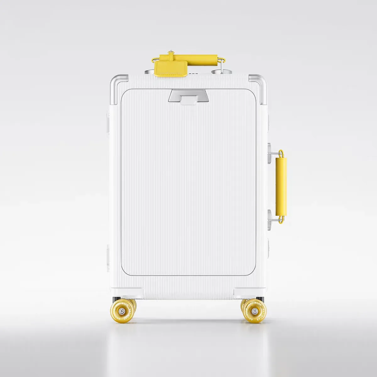 valise à roulettes de poche à ouverture avant, cadre en aluminium, valise à roulettes à poignée large avec roues silencieuses colorées et prise de chargement usb