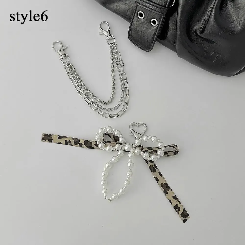 chaîne de sac en métal multicouche y2k, pendentif étoile, chaîne de sac à bandoulière punk rétro pour sac à main, accessoires de sac à nœud papillon en perles