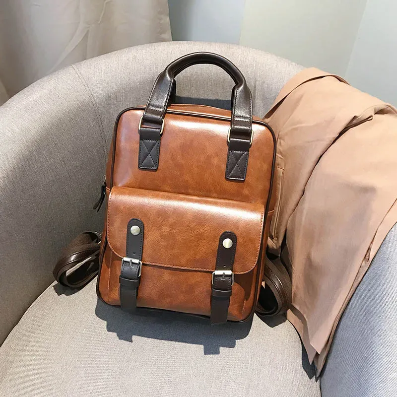 sacs à dos antivol pour femmes, sacs d'école marron pour adolescentes, sac à dos en cuir pour ordinateur portable vintage, grand sac à dos de voyage imperméable