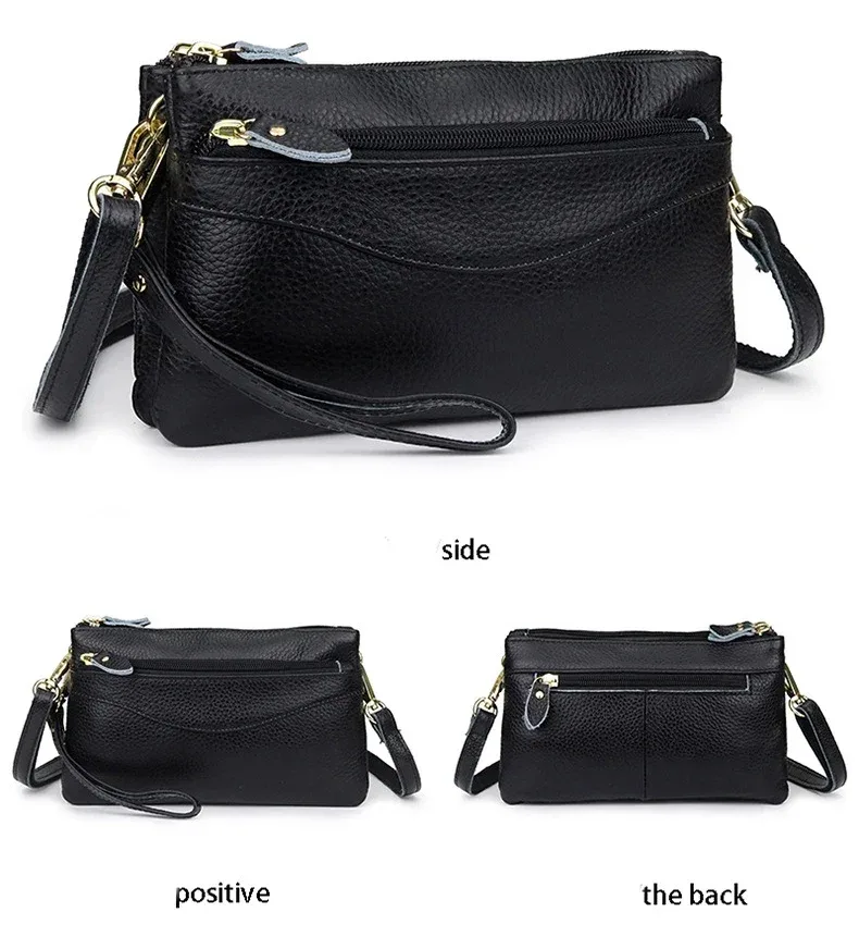 sac à bandoulière en cuir véritable pour femme, petit sac à main initié, pochette à bracelet décontractée, sacs de messager de grande capacité