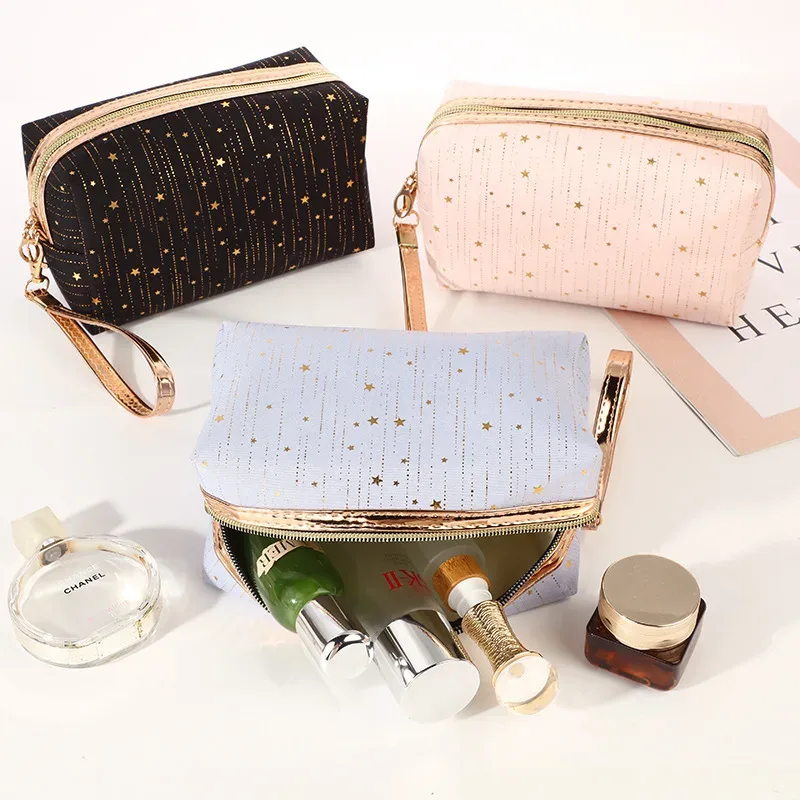 sac de maquillage estampage, sac à cosmétiques de voyage, sacs de maquillage à fermeture éclair, organisateur de cosmétiques, pochette de rangement, trousse de toilette de voyage portable