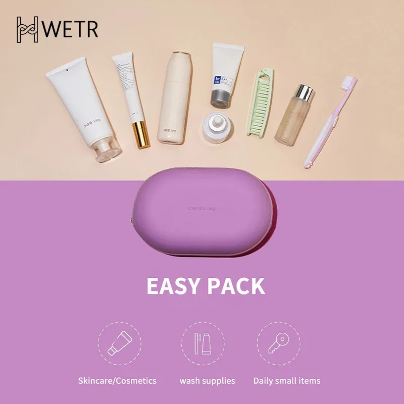 sac à cosmétiques portable en silicone de grande capacité, sac de rangement de cosmétiques souple et étanche, sac de lavage résistant à l'humidité pour la maison et les voyages