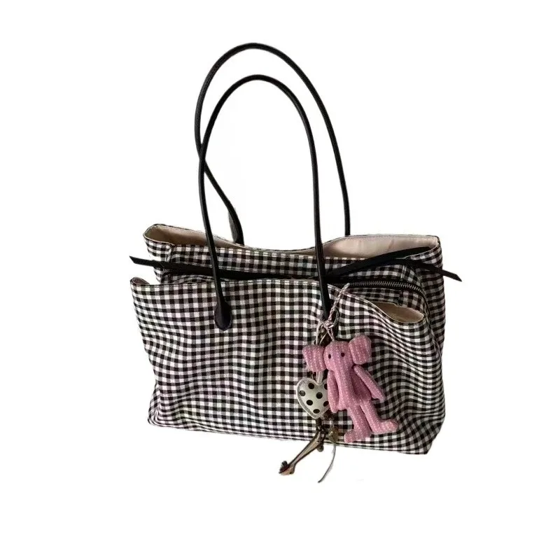 nouveau sac fourre-tout en nylon pour femme printemps-été 2026, grande capacité multi-compartiments, léger, blocs de couleurs, sac à bandoulière pour voyage