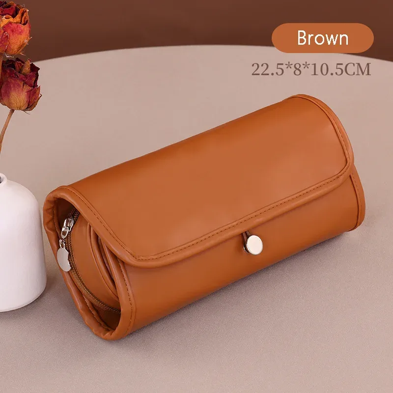 trousse de maquillage en cuir pu imperméable pour femme, organisateur portable professionnel, pochette de rangement pour pinceaux, sac cosmétique pour voyage et vacances