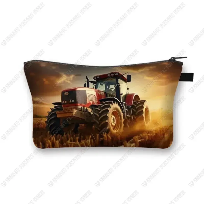 trousse de maquillage de ferme pour femme, jeu avec le tracteur, boîte de maquillage, stockage de poudres, portefeuille pour femme, étui cosmétique, récolte