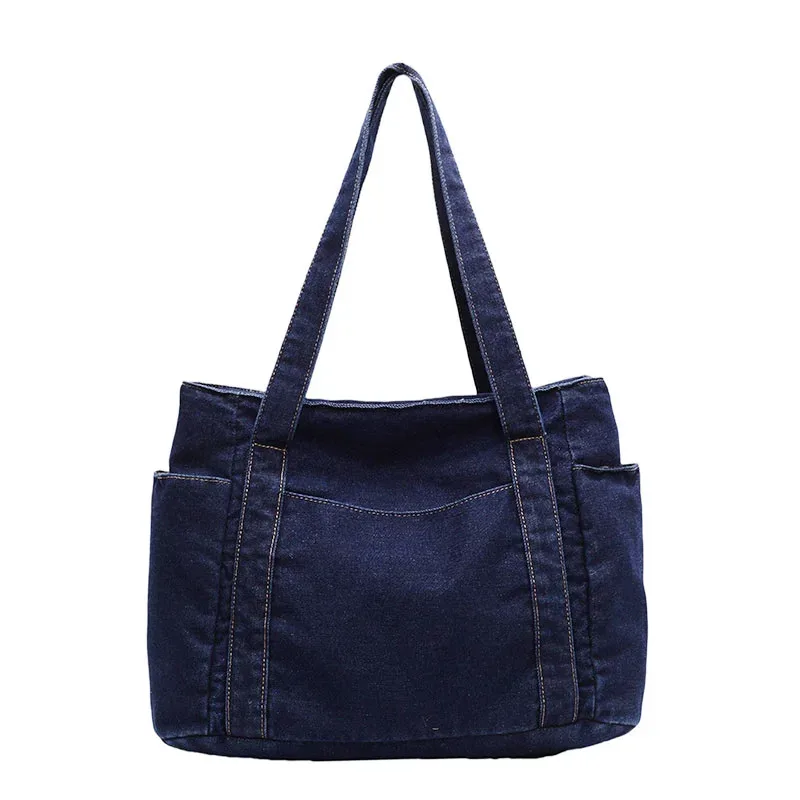 sac à bandoulière en denim pour femmes, sac de styliste pour mère, grande capacité, fourre-tout de luxe, sac à main en jean décontracté, sac à main multi-poches
