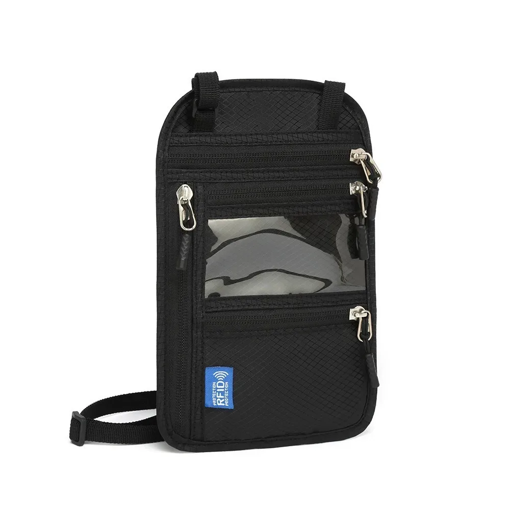 sac de voyage anti-rfid multi-poches, imperméable, avec sangle de cou réglable, antivol, pour homme, pochette bandoulière.