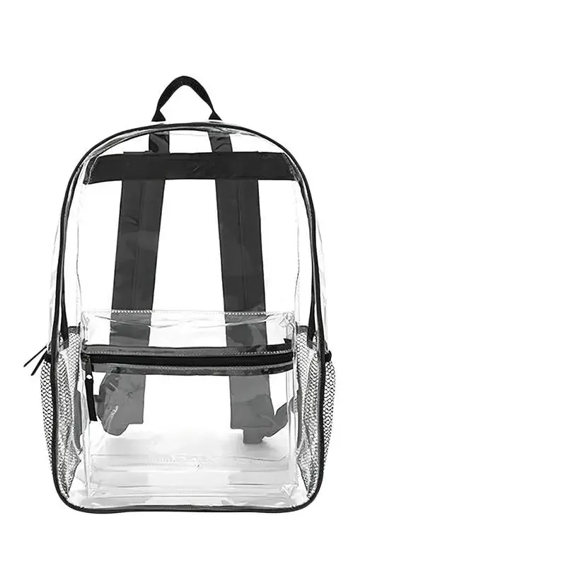 sac à dos transparent en pvc imperméable, bretelles réglables, double fermeture éclair, sac léger et transparent pour le stade, le baseball, les sorties quotidiennes