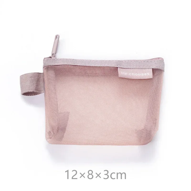 mini sacs à cosmétiques en maille de nylon transparent pour femmes, petits sacs de maquillage pour rouge à lèvres, pochette pour ligne de données, étui organisateur pour clé d'écouteurs