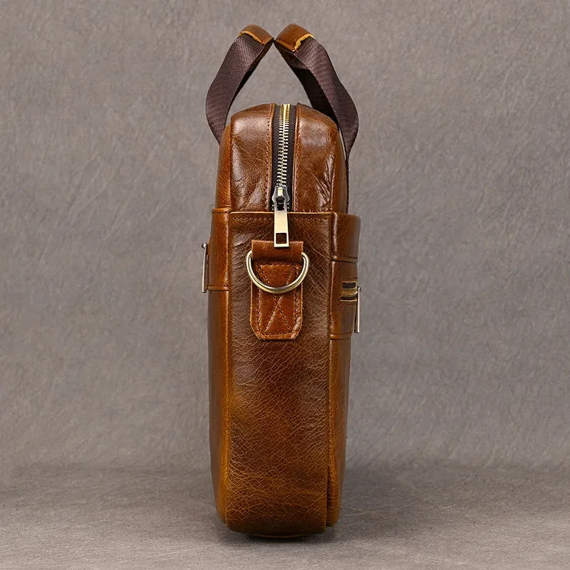 Luufan-Sac à main d'affaires en cuir véritable pour homme, sac pour ordinateur portable 15 ", étui à bombes pour homme, sac pour document A4, message lancé, sac d'ordinateur, fourre-tout de travail
