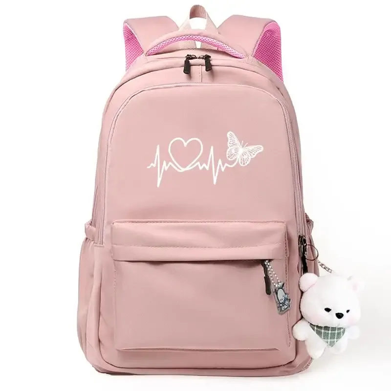 sac dos nylon noir dessin animé chats ours bandoulière arquée compartiment intérieur voyage école adolescents femmes hommes