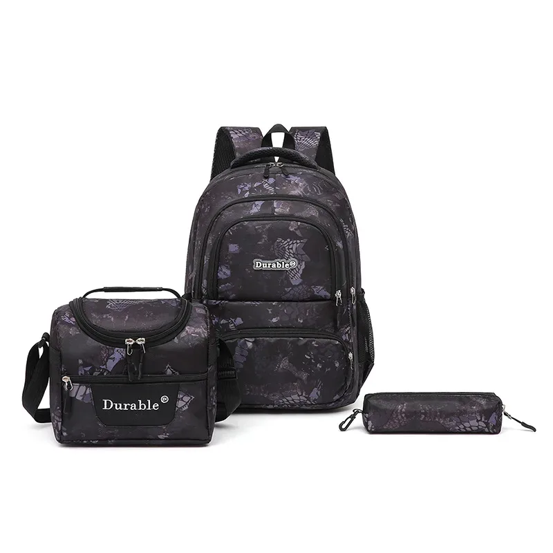 sacs d'école pour enfants pour garçons, ensemble de cartable, sac de livre primaire, sac à dos d'école avec sac à déjeuner, sac à dos de voyage étanche pour enfants 3 pièces