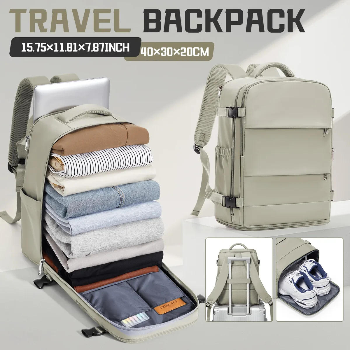 ryanair sac à dos 40x30x20, bagage à main approuvé par la compagnie aérienne cabine max 40x30x20 sac à dos de voyage pour femmes hommes, sac à dos pour ordinateur portable 14 pouces