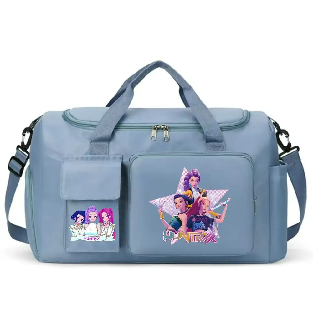 kpop demon hunters – bagage à main de grande capacité pour filles et garçons, sac de sport et de fitness avec séparation sec-humide, sac de voyage pour courtes distances