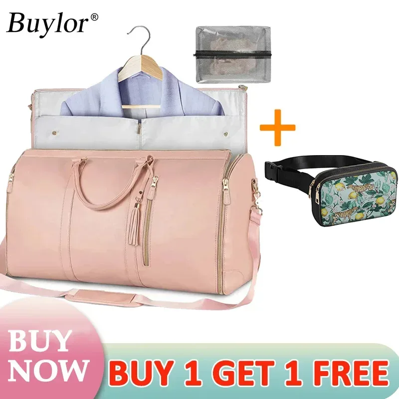 sac voyage polyester rose marron pliable extensible femelle polyvalent grande capacité résistant eau hand bagage fitness voyage suit storage