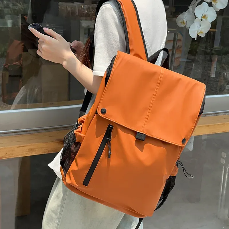 sac à dos en cuir imperméable pour hommes et femmes, orange, vert, noir, kaki, voyage en plein air, pochette d'ordinateur d'affaires, sac d'école de grande capacité