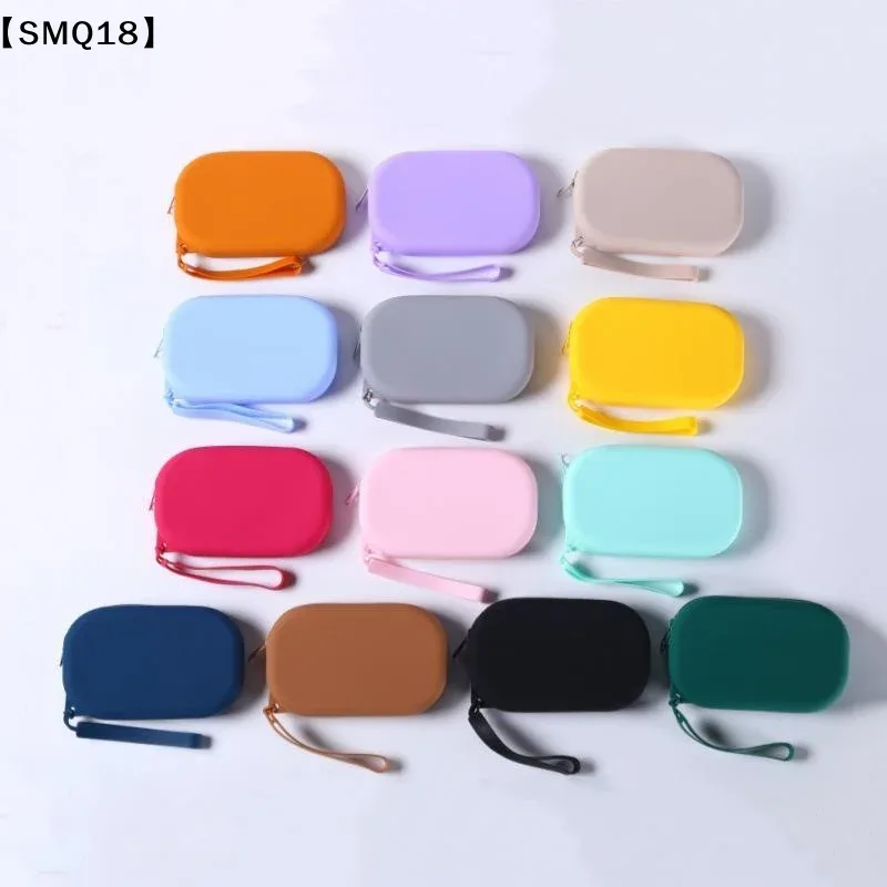 sac à fermeture éclair en silicone lisse pour écouteurs, portefeuille, organisateur de cosmétiques, porte-monnaie pour femmes et filles【smq】