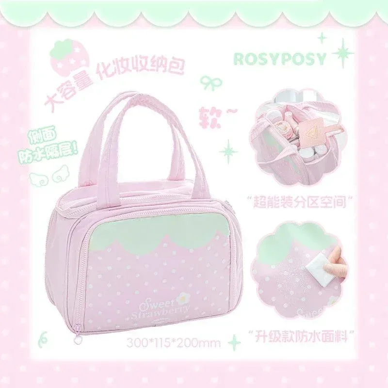 sac de maquillage coloré multifonctionnel de grande capacité, plusieurs compartiments pour le rangement, nouveau sac à bandoulière d'été doux et mignon pour femmes