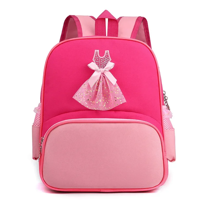sac à dos de danse personnalisé style robe de princesse, sac à dos léger brodé en dentelle rose, sac de danse pour enfants de maternelle avec nom