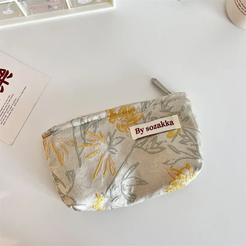 sac de rangement pour cosmétiques de voyage pour femmes, fleurs en relief français, portefeuille mignon, kits de maquillage, sacs à main, étui à crayons pour téléphone, sac d'évaluateurs