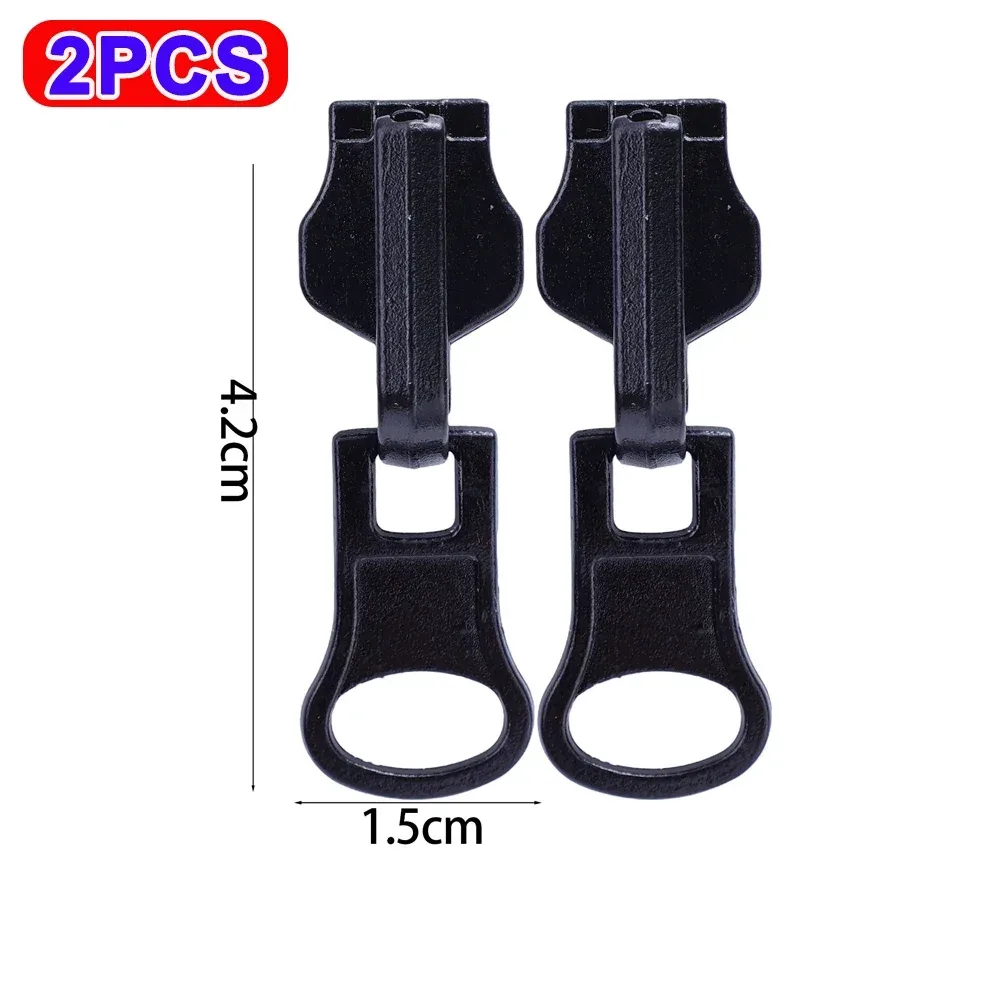 2-10 pièces fermetures à glissière rotatives double face veste robe sac bagages têtes de fermeture à glissière en métal kit de réparation fermeture éclair de remplacement de traction noire
