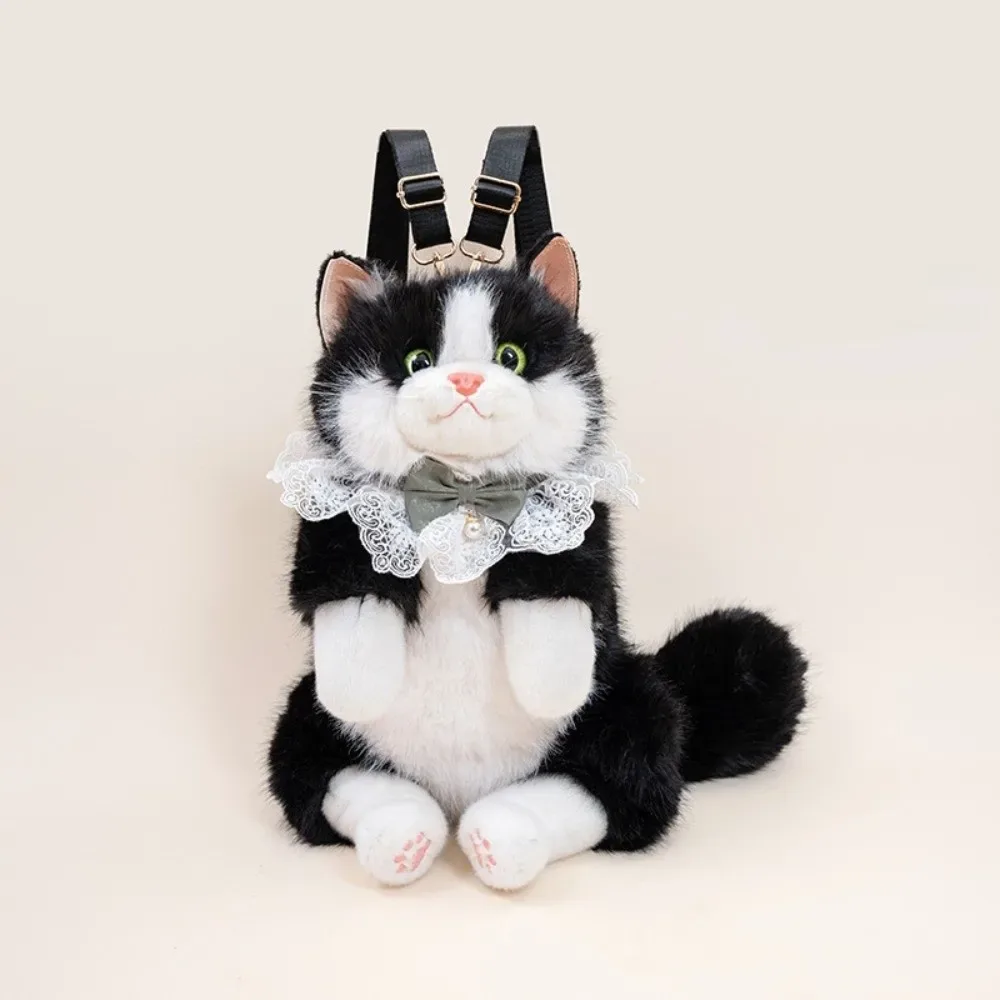 nouveau sac à dos chat réaliste de haute qualité, sac à dos chaton simulé, sac à dos scolaire doux et moelleux, sac à dos de jour mignon style dessin animé