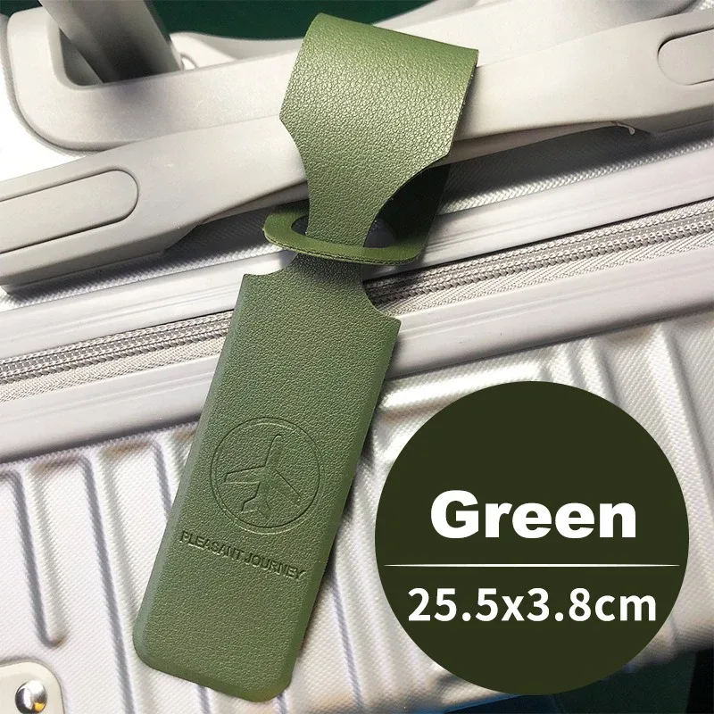 étiquette de bagage en cuir pu pour hommes et femmes, étiquette d'identification portable, étiquettes de bagage de valise, porte-adresse d'identification de nom, accessoires de voyage, 1pc
