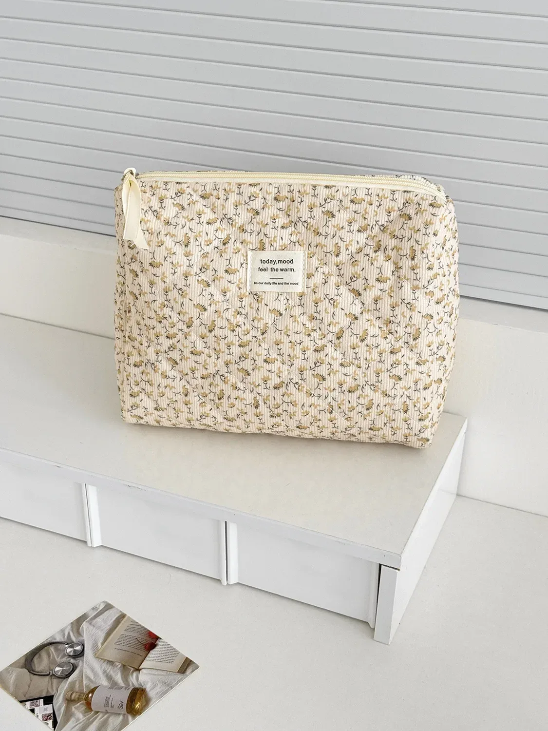 sacs de rangement cosmétiques vintage en velours côtelé pour femmes, sacs à main de voyage rétro portables pour dames, trousse de maquillage simple pour femme, sac à main d'embrayage
