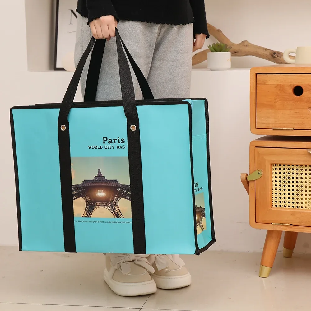 sac de rangement de couette non tissé de dessin animé portable, grande capacité, étanche, voyage, shopping, organisateur de jouets gt, sac plié