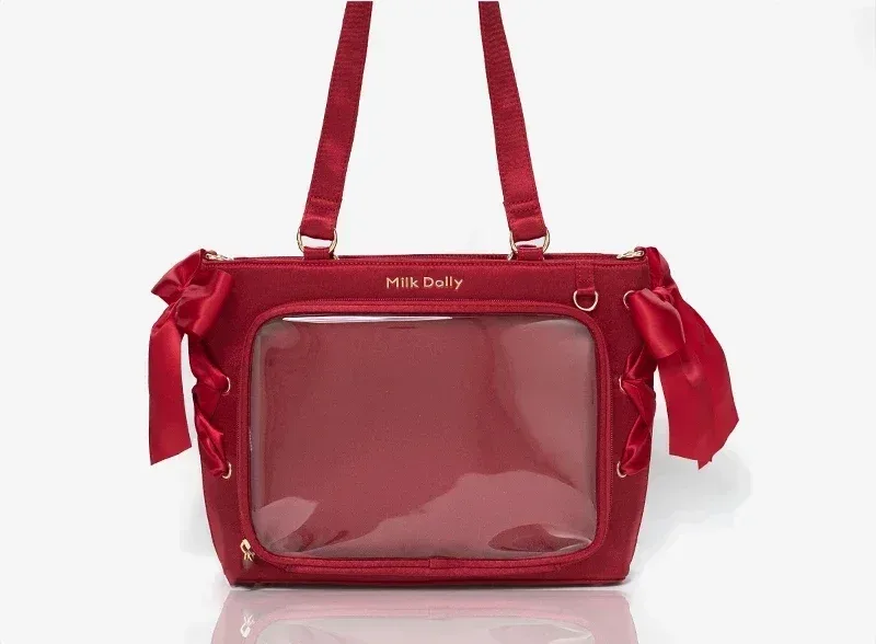 sac à main lolita de grande capacité pour filles, sac à bandoulière carré, solide, ruban de satin, original, style japonais, initié itabag
