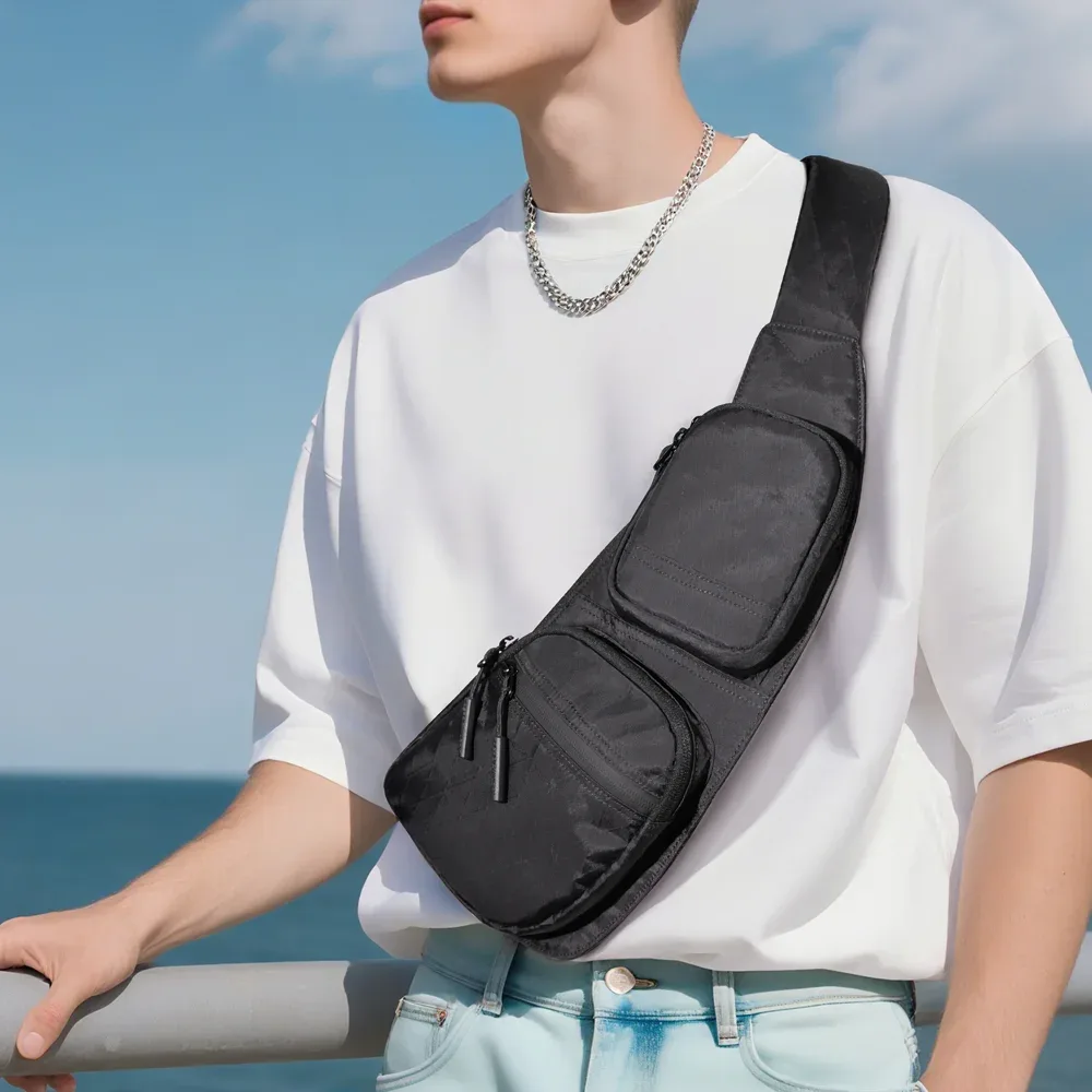 heroic knight – sac à bandoulière durable pour hommes, sac à bandoulière léger en tissu x-pac, sac à bandoulière de poitrine de voyage étanche, sac de taille décontracté