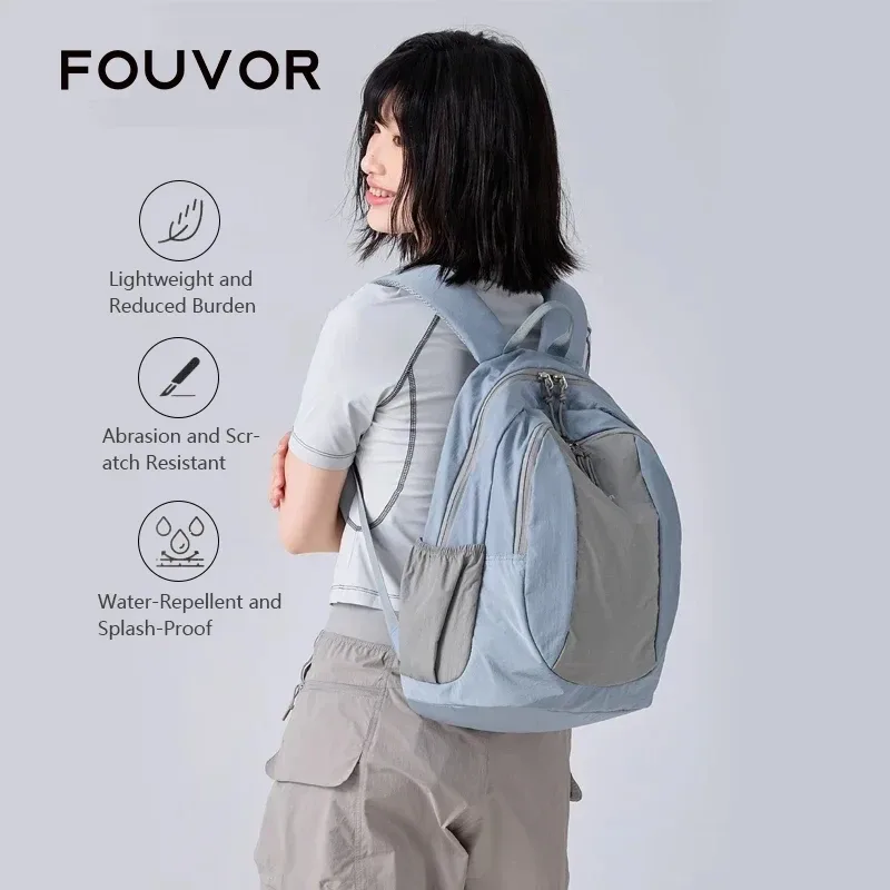 sac à dos fouvor pour femme, tendance 2026, double fermeture éclair, léger, grande capacité, pour voyage et sport, sacs décontractés et mode 3068-01