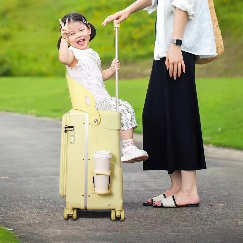 valise à roulettes pour enfants, valise poussette pour enfants de 20/24 pouces avec ouverture frontale, valise de cabine multifonctionnelle pour les voyages en avion