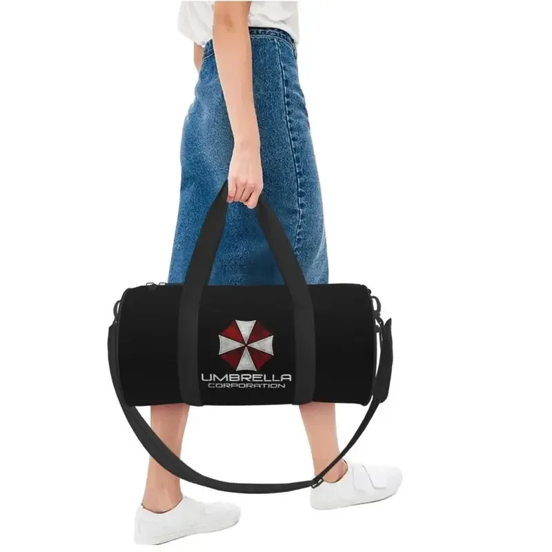 sac de voyage rond imprimé umbrella corporation, imperméable, durable, pour le sport, la gym, le fitness, avec compartiment pour chaussures et poche pour vêtements mouillés