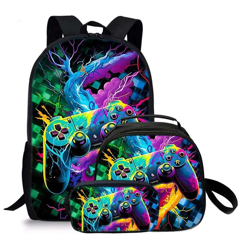 tapis de jeu tendance et populaire, imprimé en 3d, 3 pièces/ensemble, sacs d'école pour étudiants, sac à dos de voyage pour carnet de notes, sac à déjeuner à bandoulière, trousse à crayons