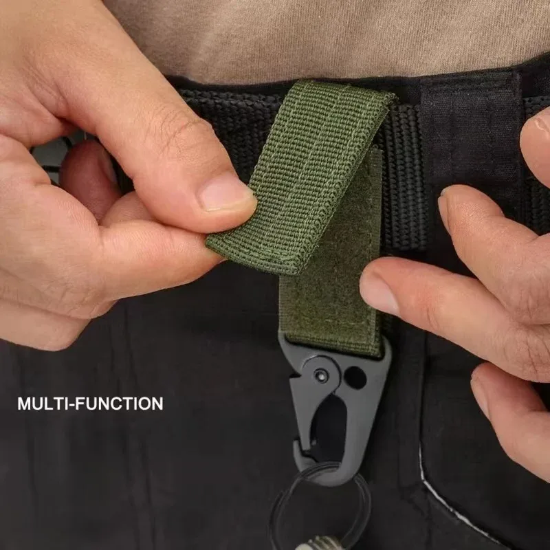 lot de 3 mousquetons tactiques edc pour extérieur, porte-clés en sangle de nylon, support de clés, crochet de ceinture pour sac à dos de camping, boucle de suspension, clip multifonction