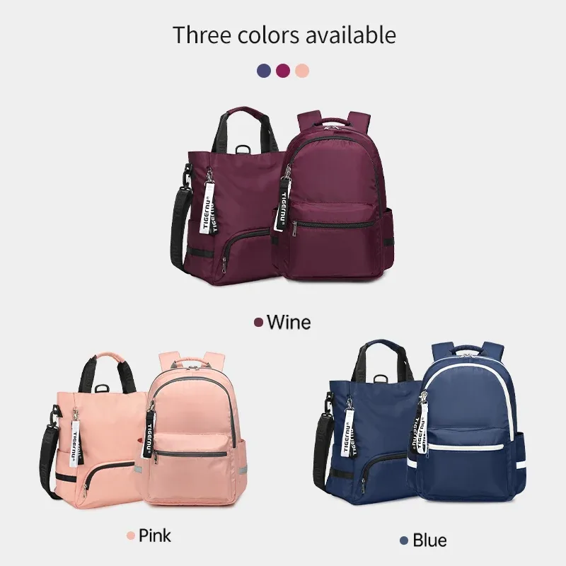 tigernu nouveau sac fourre-tout 3 en 1 avec fermeture éclair pour femmes sacs à dos d'école décontractés mode femme sac à bandoulière léger filles sacs à main