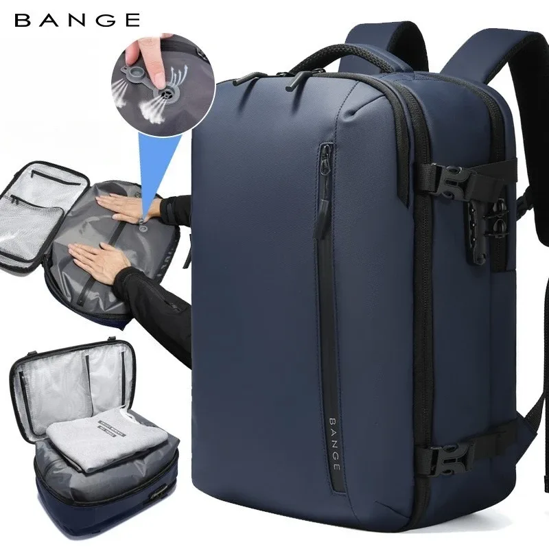 organisateur voyage tissu oxford noir compartiment transparent sections anti-fourreaux expansible vacuum system sac dos polyester multifonctionnels travels