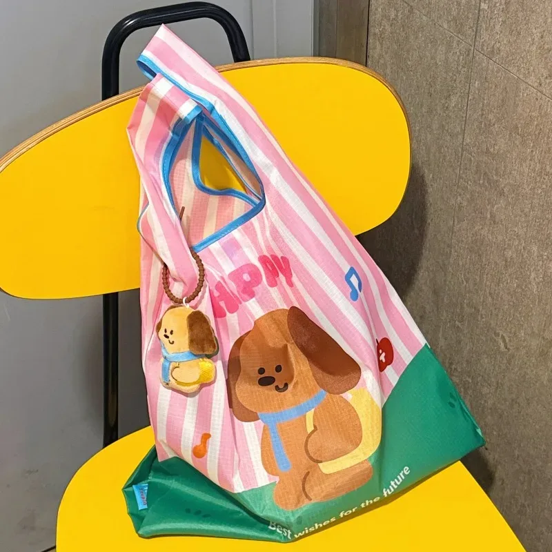 sac de courses pliable portable à motif de dessin animé, sac de rangement écologique, sac de courses imperméable et respectueux de l'environnement