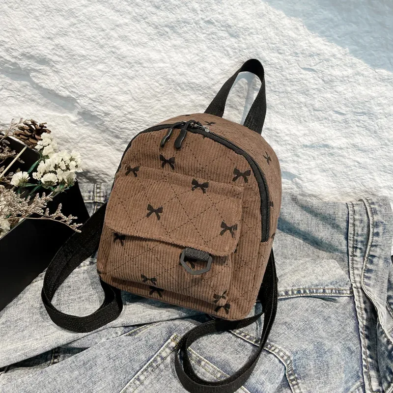 sac à dos d'hiver pour femmes, sac à deux épaules de célébrité coréenne, imprimé nœud papillon, sac à dos de mode pour adolescentes, sac à dos kawaii pour shopping