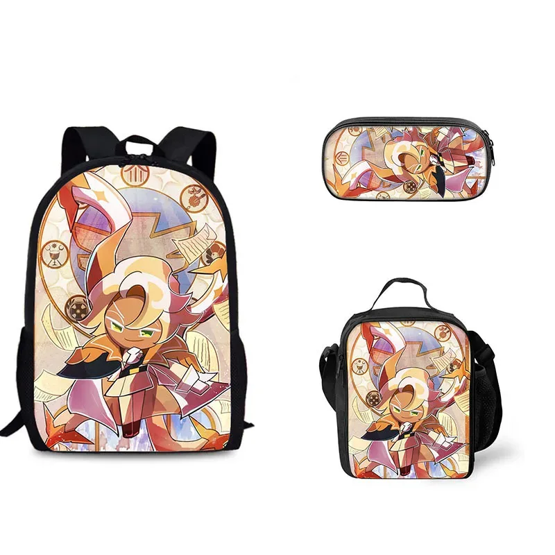 jeu de biscuits sac à dos étudiant ensemble de trois pièces ombre lait cookie périphérique sac à dos pour enfants sac de repas ensemble de trousse à crayons