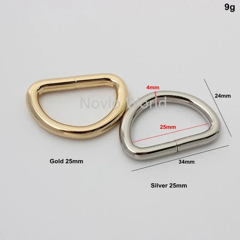 anneau en d non soudé en or rose, 50 pièces, 7 tailles, fil de 4.0mm, 16-20-25-32-38mm, pour valise, anneau en d à bord rond, accessoires pour sac à main