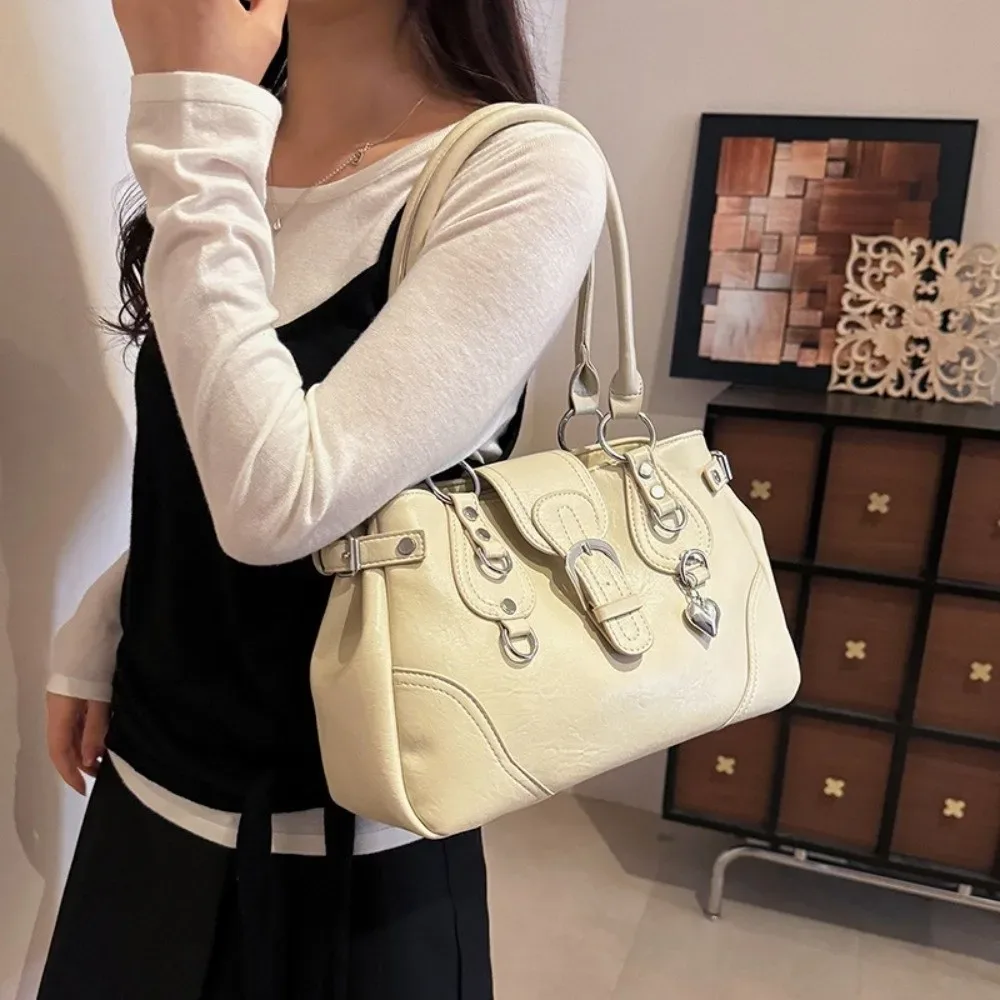 sac à bandoulière rétro style moto grande capacité en cuir pu pour femme, esthétique y2k, pour usage quotidien