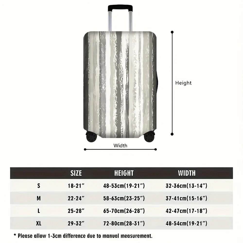 housse valise polyester gris beige vertical rayures abstraites leger rugueux voyage temps compact transport voyageur