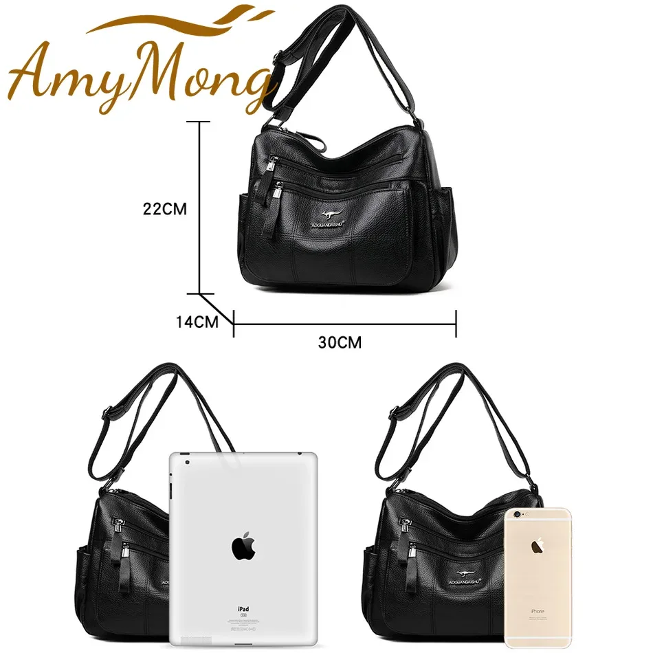 sacs à bandoulière en cuir souple multi-poches pour femmes, sacs à main classiques lancés, sacs à main de luxe de créateur, haute qualité, 2024