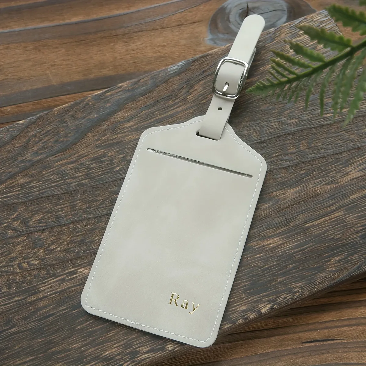 étiquette de bagage personnalisée avec monogramme doré estampé à chaud, carte de nom et de confidentialité, étiquette de valise végane, accessoire chic pour le voyage et les mariages
