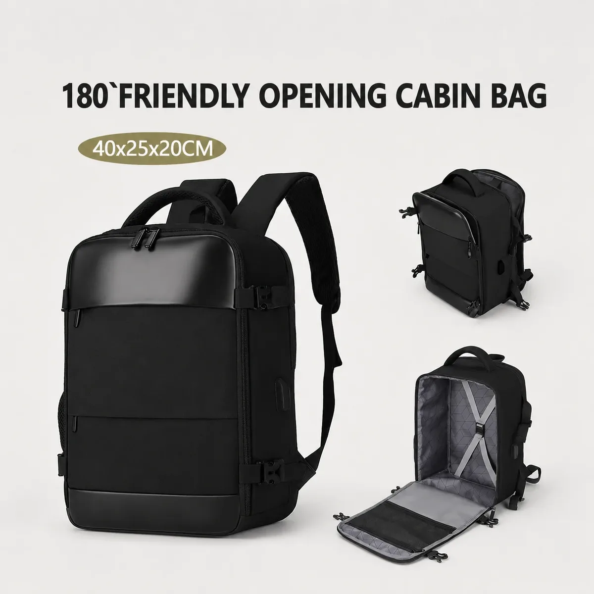 nouveau sac à dos de voyage ryanair 40 × 20 × 25 cm, sac de cabine sous siège, approuvé par les compagnies aériennes, sac à dos décontracté pour femme, sac de voyage pour week-end professionnel avec port usb et compart