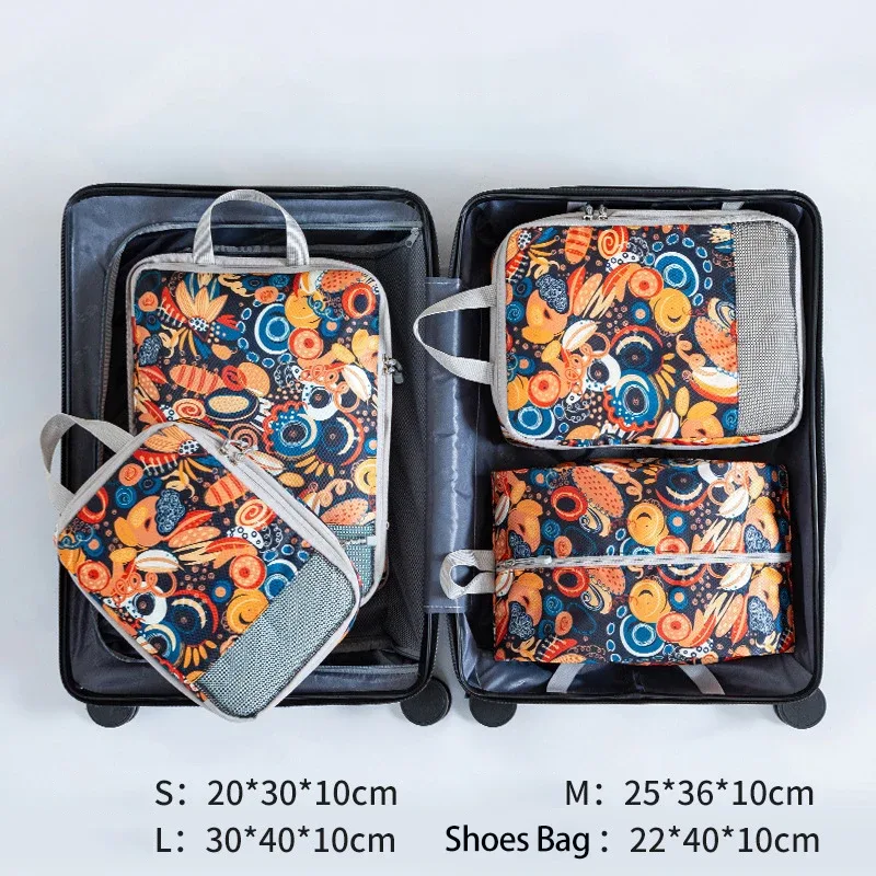 organisateur voyage nylon paisley florale blanc rouge kaki gris rose vert compression extensible sac rangement